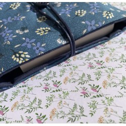 Pochette à livre - Petites fleurs bleues