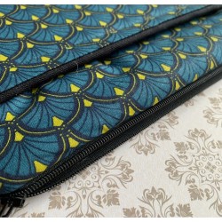 Pochette/housse à liseuse Eventails bleu canard