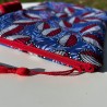 Pochette à livre avec zip - branches wax bleu et rouge - zip rouge