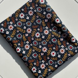 Pochette à livre avec zip - fleurs des champs - zip bleu