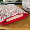 Pochette à livre imperméable avec zip - Petites fleurs rouges