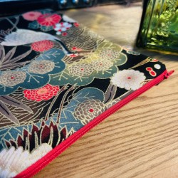 Pochette à livre avec zip - Grue japonaise