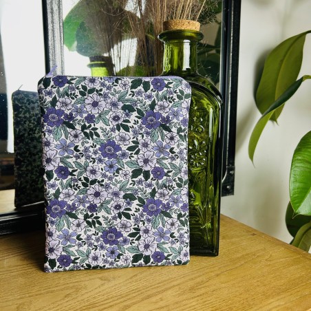 Pochette livre zippée fleurs de romantiques violettes Pochette livre zippée fleurs de romantiques violettes