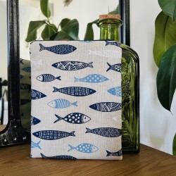 Pochette à livre zippée - sardines bleues