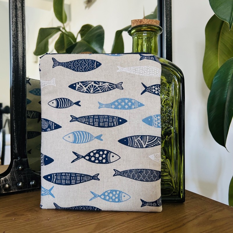 Pochette à livre zippée - sardines bleues