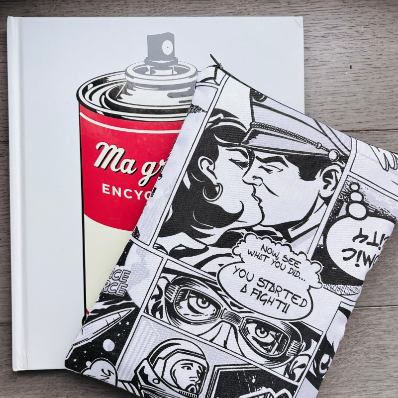 Pochette à livre zippée - Comics noir et blanc