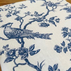 Pochette à livre avec zip - oiseaux bleus dans esprit toile de Jouy