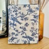 Pochette à livre avec zip - oiseaux bleus dans esprit toile de Jouy